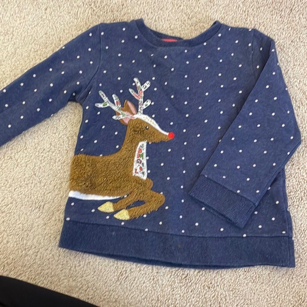 Mini Boden Reindeer Christmas Sweatshirt 4-5
